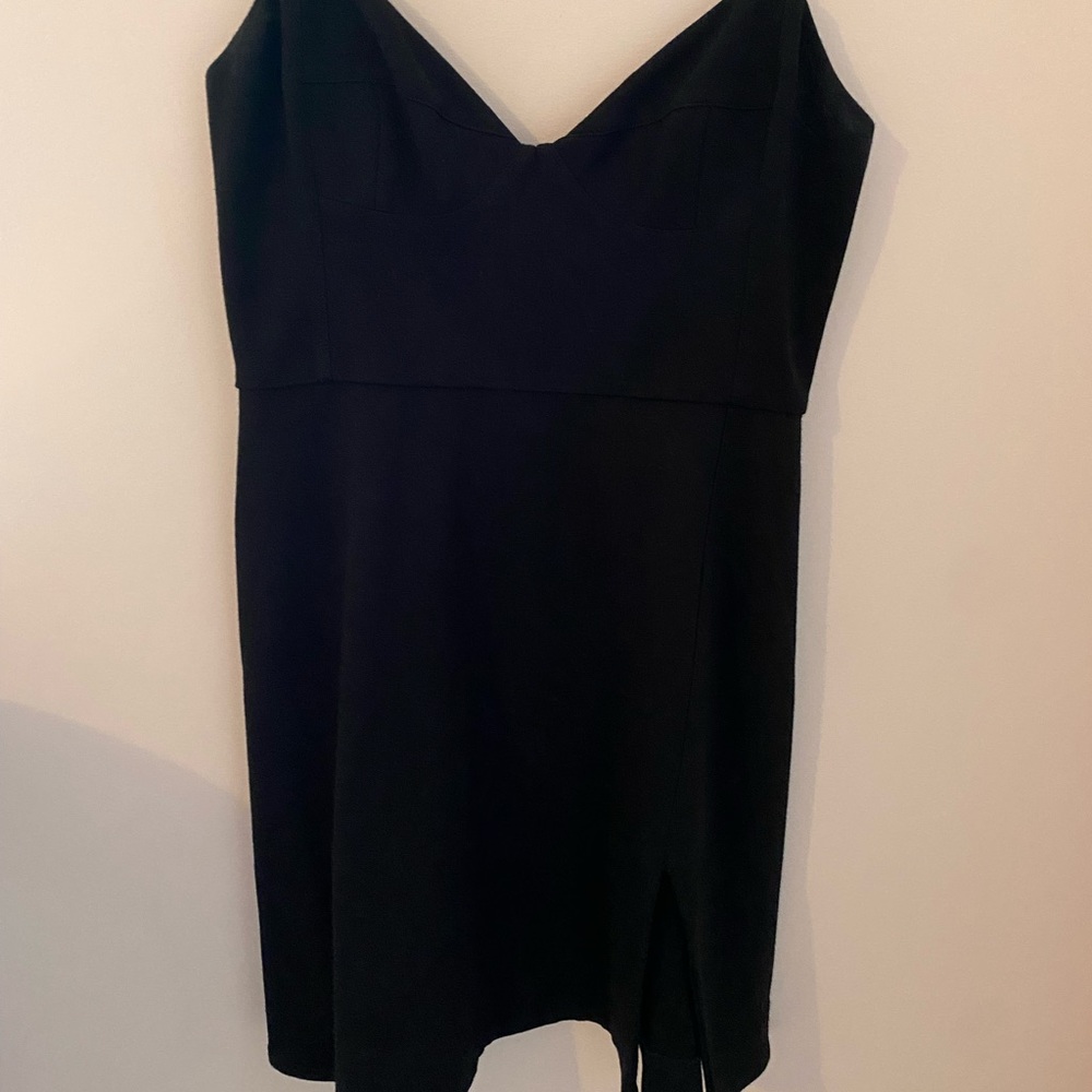 Revolve NBD black mini dress with slit